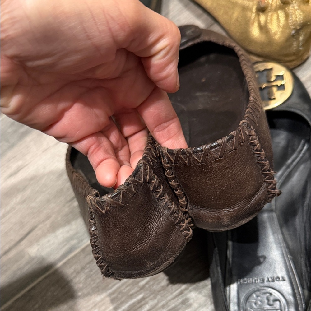 Tory Burch Black, Brown, and Gold Flats and black Neutralizer loafers, bundle - Picture 7 of 8